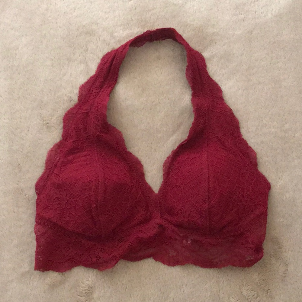 Abercrombie + Fitch Maroon Lace Bralette